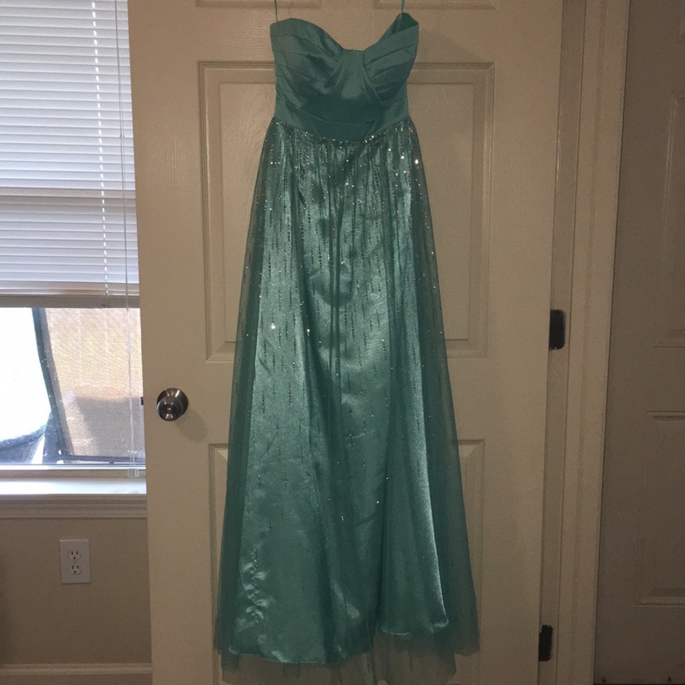 Blue floor length dress